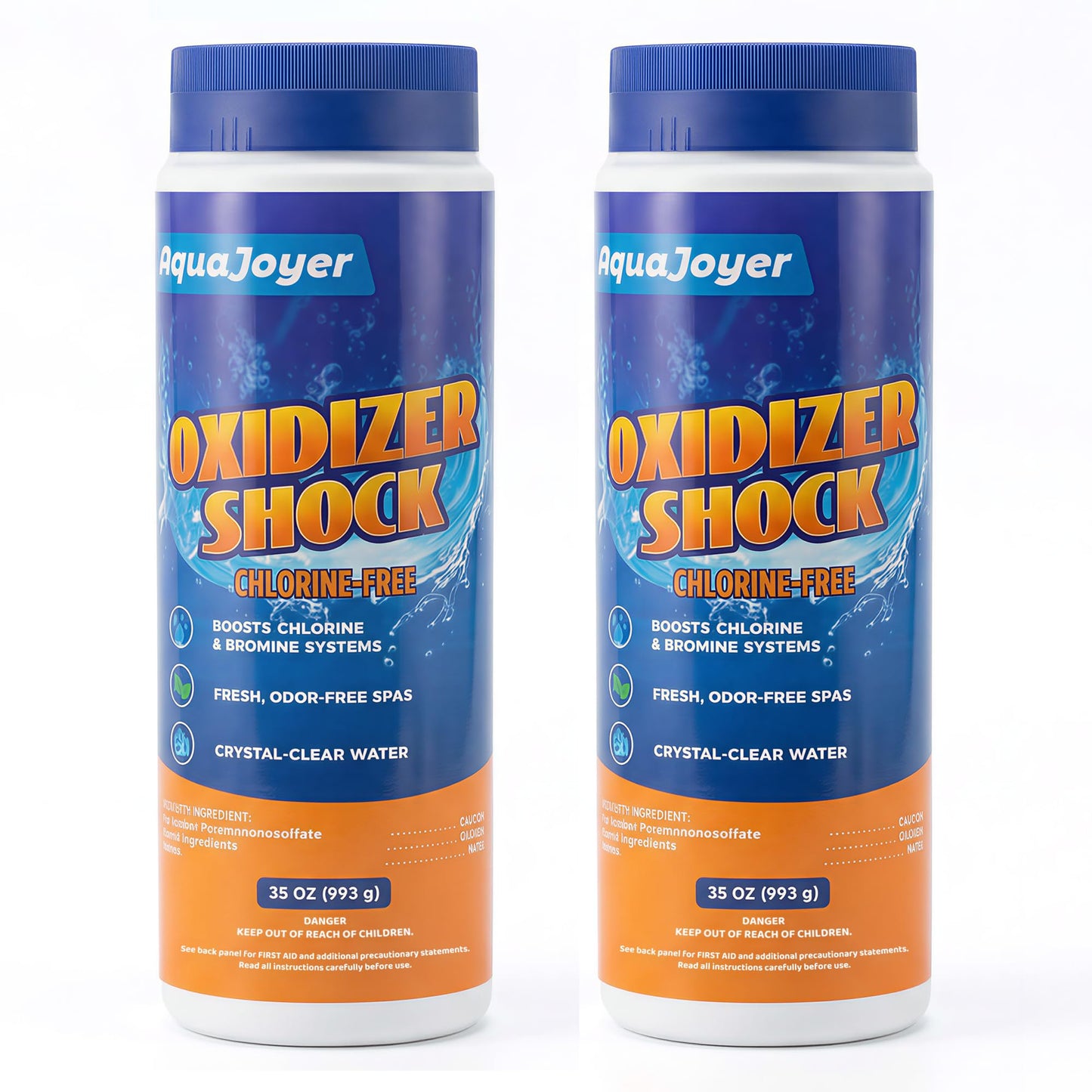 AquaJoyer Non-Chlorine Spa Shock for Hot Tub – Chlorine-Free Treatment, Helps Support Bromine, Saltwater Safe, Quick Dissolving Oxidizer Oxidizing, 35oz Each (2 Pack)