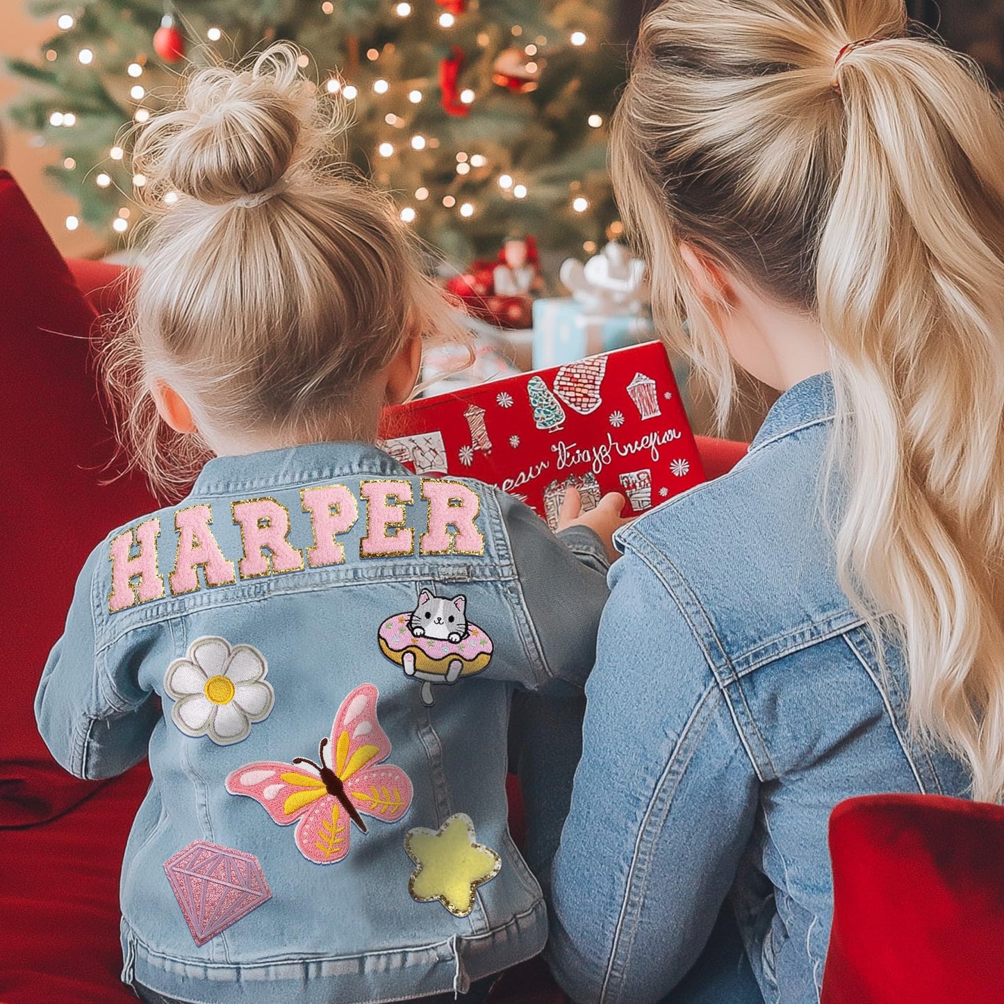 Personalized Kids Denim Jacket with Names, Custom Long Sleeve Denim Jacket for Girls Toddler, Girls Outerwear Jacket, Custom Girls Jean Jackets Clothes, 1-10 Year Old Girl Boy Birthday Christmas Gifts