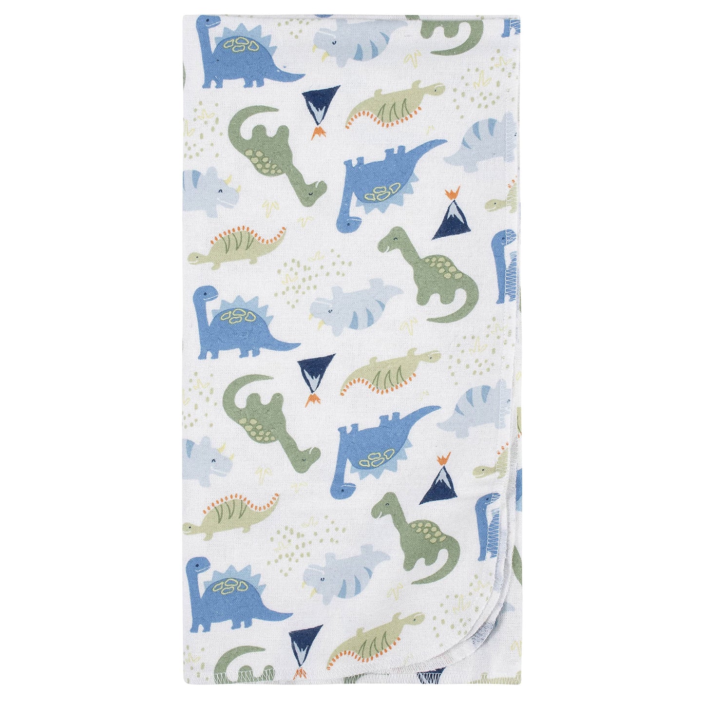 Gerber Boys Newborn Infant Baby Toddler Nursery 100% Cotton Flannel Receiving Swaddle Blanket, Dinosaur Blue, Pack of 5