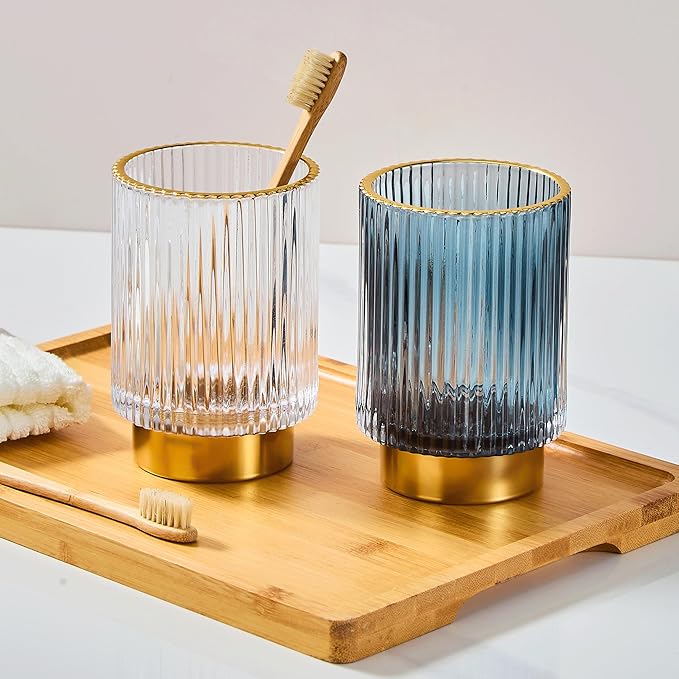 Makeup Brush Holder Organizer,Toothbrush Holders,Desk Pen Pencil Holder,Multifunctional Vintage Glass Brush Cup(A3-18-US)