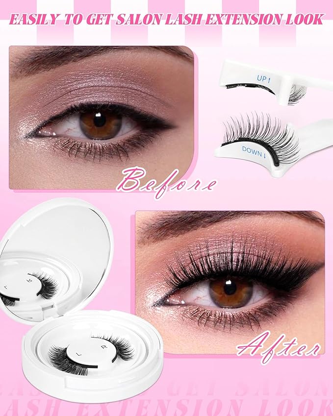 EMEDA Magnetic Eyelashes Natural Look No Glue Reusable Magnetic Lashes with Applicator, Faux Mink Lashes Lightweight & Comfortable for Women Sensitive Eyes Daily Makeup with Mirror Case (Natural)