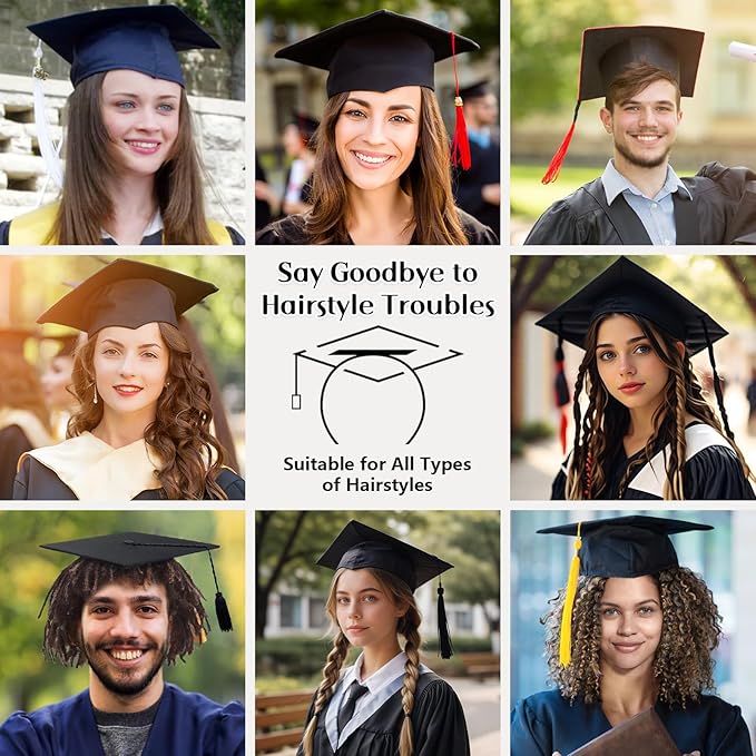 Phoncoo 2 Pack Graduation Cap Headband, Upgrade Grad Cap Headband Insert - Secures Your Graduation Caps and Keeps Hairstyle