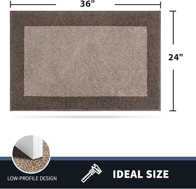 PURRUGS Dirt Trapping Door Mat 24" x 36", Non-Slip Washable Entry Mat, Dog Doormat, Front Door Mat, Super Absorbent Entrance Mat for Muddy Shoes & Paws, Beige & Grayish Brown