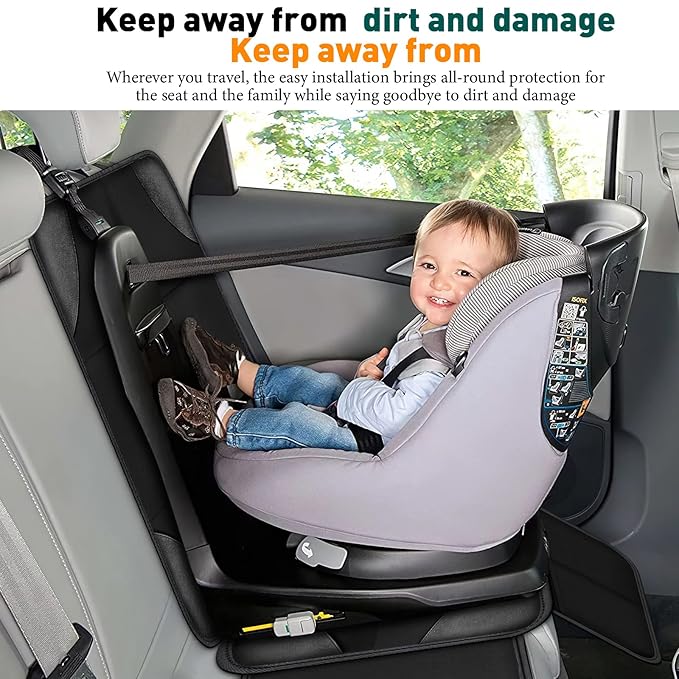 Bacgnyer Car Seat Protector, 2 Pack of Seat Protectors, Thickest Padded 600D Fabric Padding, Waterproof, Durable, Anti Slip Backing, Child Seat Protection, Suitable for Babies, Toddlers, Children