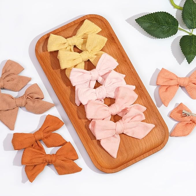 CÉLLOT 40 Pieces Girls Hair Bows Linen Fabric Bows Alligator Clips Hair Accessories for Little Girls Toddlers Kids and Teens