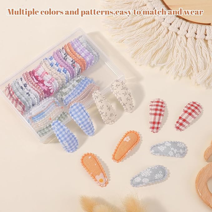 40 PCS Baby Hair Clips, Toddler Barrettes Floral Print Non Slip Snap Clips, 1.5" Mini Hair Barrettes Accessories for Baby Girls, Infants, Toddlers