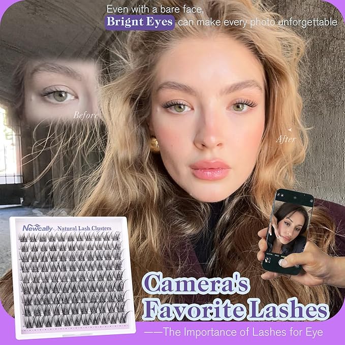 Eyelash Clusters Wispy Lash Clusters Natural Look Soft Individual Lashes 10-16MM Cluster Eyelash Extension CD Curly DIY Lash Extension at Home Easy Application by Newcally