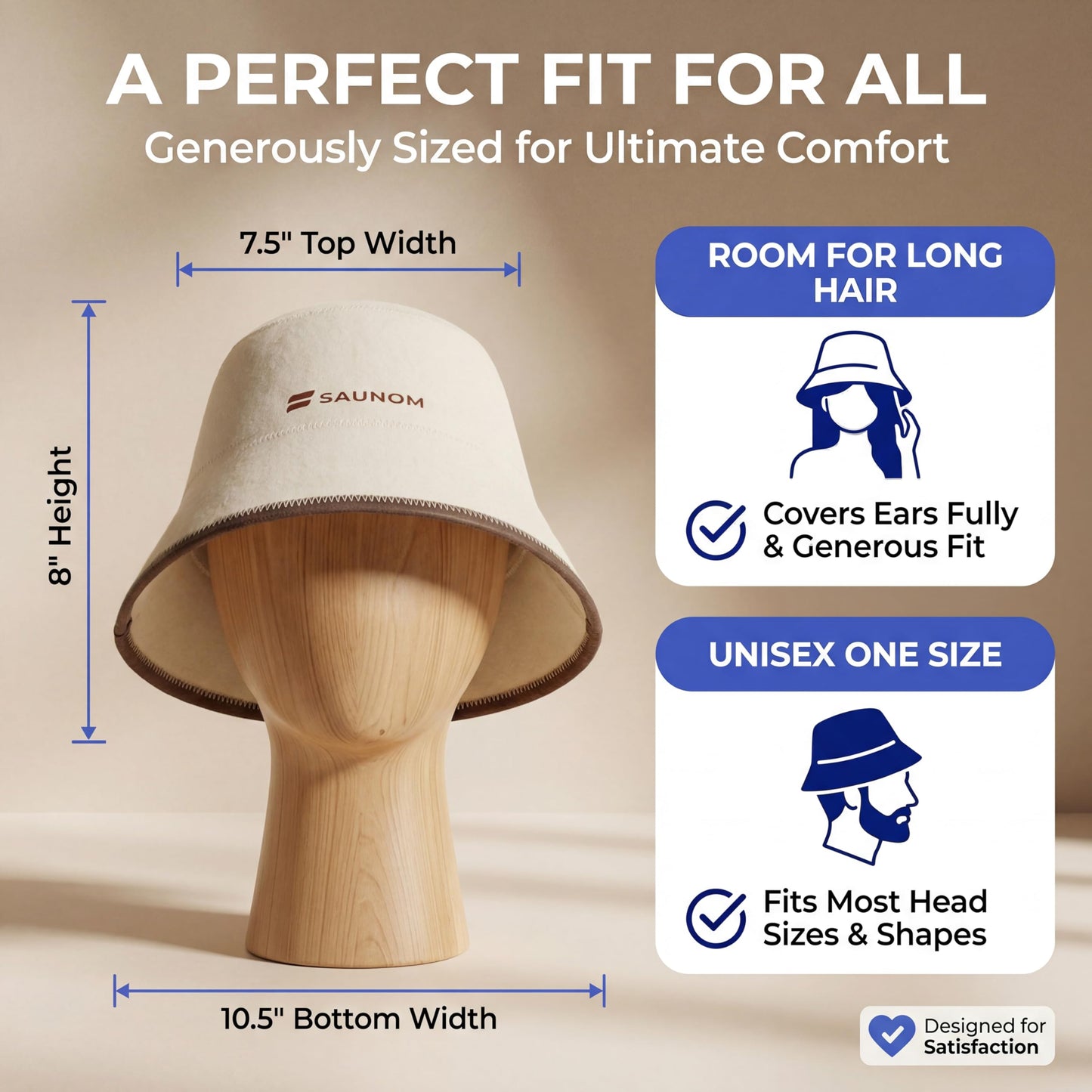 SAUNOM Wool Sauna Hat for Men and Women — 100% Natural Wool — Breathable, Itch-Free and Odor Resistant Sauna Cap — Ideal Banya Hat for Men