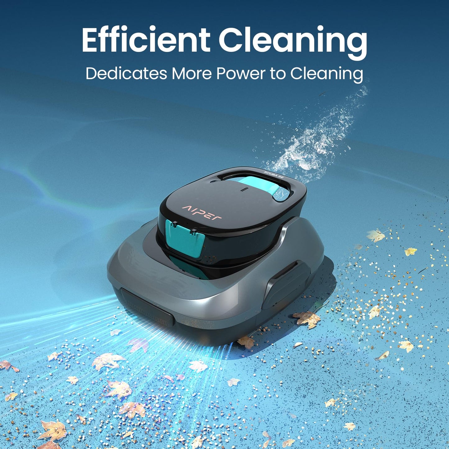 AIPER Scuba SE Cordless Pool Cleaner with 90-Min Runtime, 1665 GPH Strong Suction, Lightweight, Pool Vacuum for Above Ground Flat Pools up to 860 Sq.ft, Starry Gray & Teal