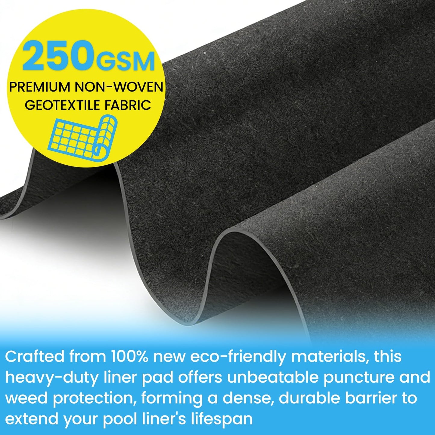 Poolvio 12-Foot Round Above Ground Pool Liner Pad, Geotextile Under Padding, Extends Liner Life, Puncture & Weed Barrier, Eco-Friendly Fabric