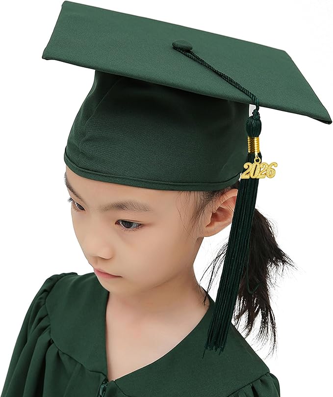 GraduationMall Matte Kindergarten & Preschool Graduation Cap for Kids with 2026 Tassel Black