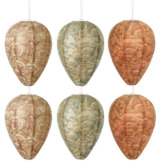 DECYOOL 6 Pack Paper Wasp Nest Decoy Hanging Wasp Nest Stay Away from Wasps Hornets Yellow Jackets(Mixed Color)