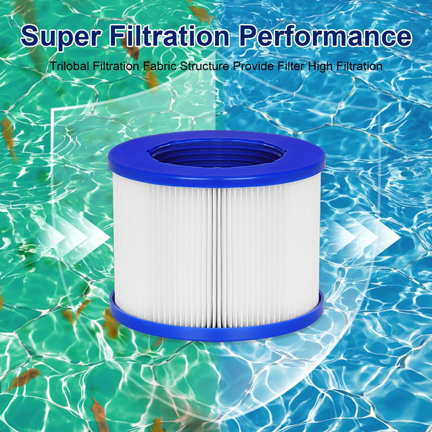 vkolim Hot Tub Replacement Filter Cartridges - Compatible with All RELXTIME, ALEKO, Wejoy, Aquaspa Hot Tub More - Screw-in Spa Filters for Inflatable Hot Tubs & Massage Pools (4 Pack)