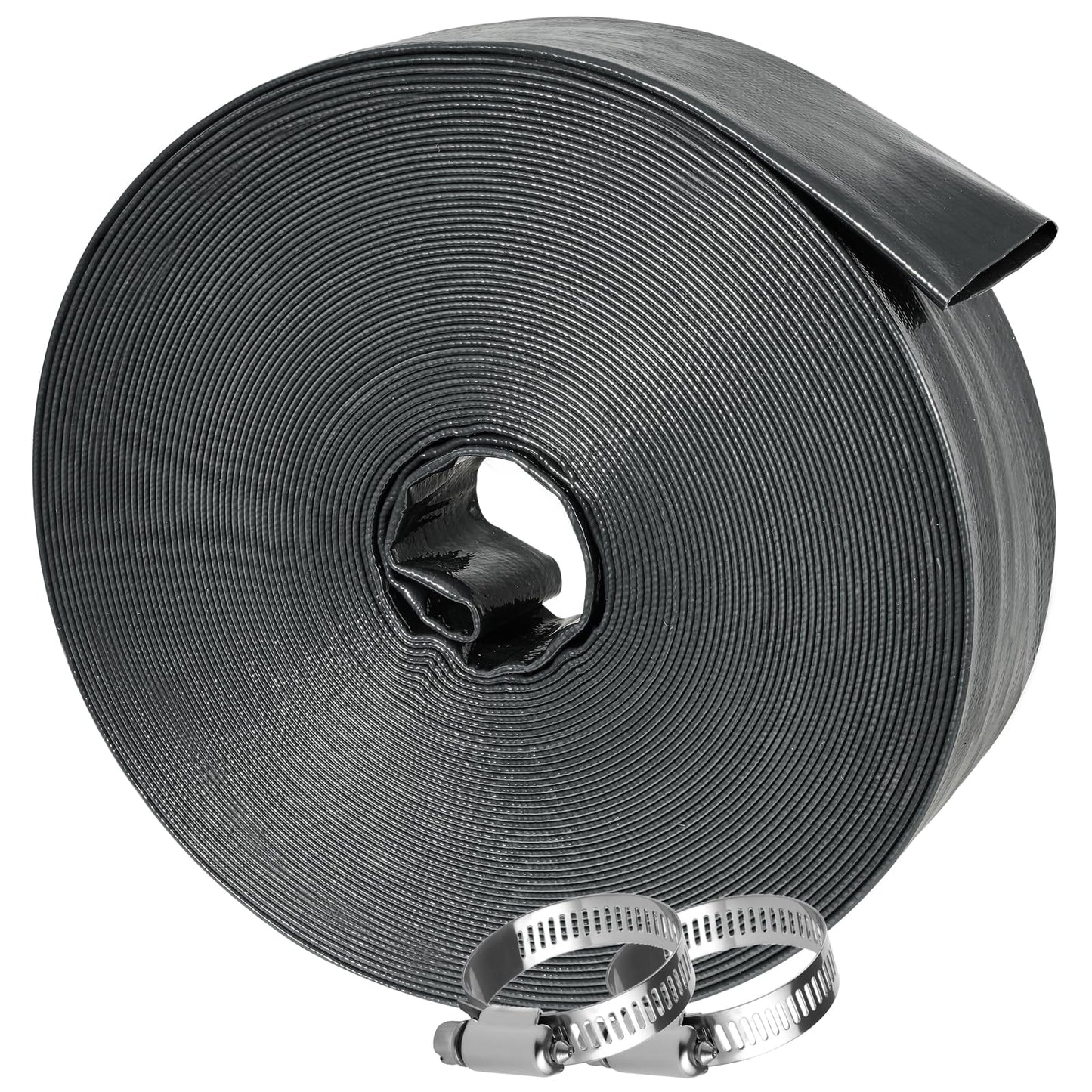 Sepetrel Pool Backwash Hose 1.5 Inch x 50 Feet | Heavy Duty Burst Resistant & Weatherproo Lay Flat Discharge Hose for Pool Sand Filter, Sump Pump, Inground & Above Ground Pools,Includes 2 Clamps