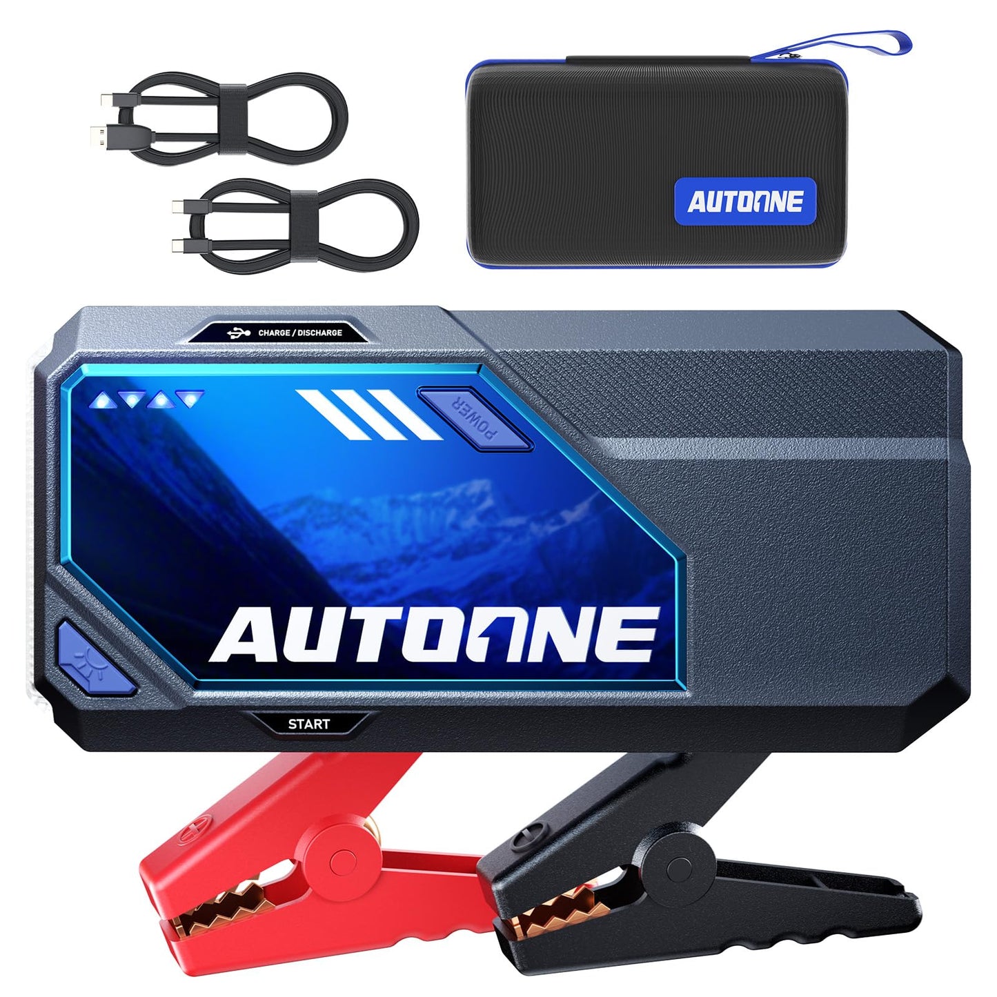 AUTOONE 10000A Car Jump Starter 24000mAh Car Battery Jumper Starter Portable 12V (All Gas/All Diesel) 168W DC Jump Box for Car Battery with Built-in Booster, Type-C Fast Charge Jump Pack