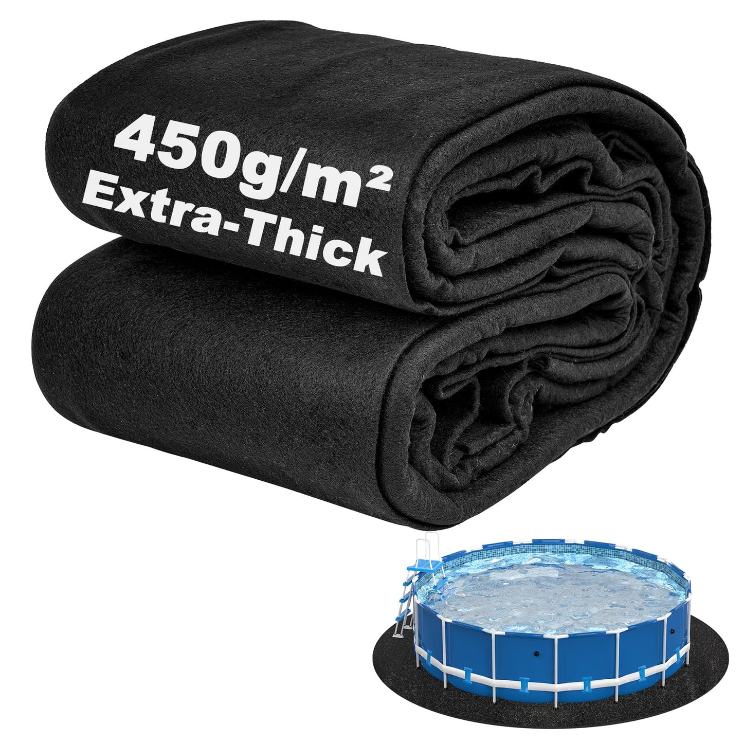 Abimars Pool Liner Pad for Above Ground Pools, 12 FT Round Extra-Thick Pool Mat, Seamless Comfort Underfoot, Puncture-Resistant Industrial-Grade Black Synthetic Fiber Pad