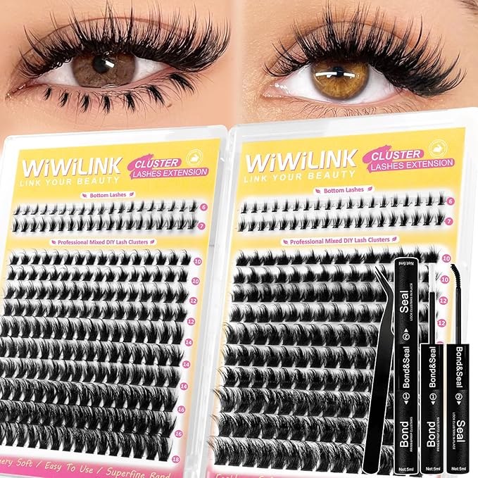 Lash Clusters Kit Cove Eyelash Clusters Manga with Bottom Lashes Anime 100D 150D Individual Lashes 10-18mm Wispy Cluster Eyelash Extensions Spiky D Curl Volume DIY Lash Extension Kit