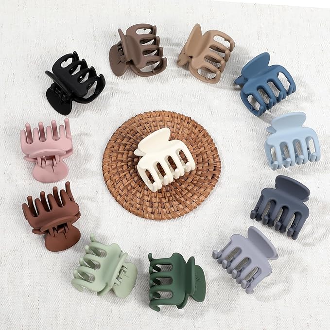12Pcs Hair Clips for Women 1.8 Inch Small Claw Clips for Thin Hair Medium Hair Claw Clips for Thick Hair Accessories for Women Girls (Regular)