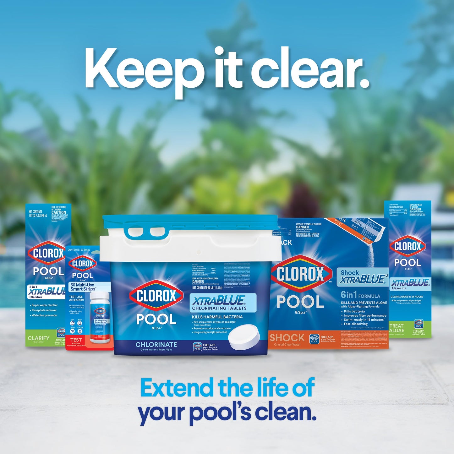 Clorox Pool&Spa XTRABLUE 3” Chlorinating Tablets, Individually Wrapped, Kills Bacteria & Stops Algae (35 LB)