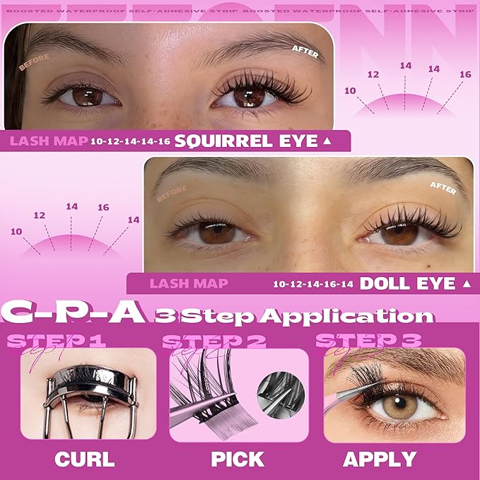 Lash Clusters Natural Eyelash Clusters Wispy Lashes Clusters C Curl Cluster Eyelash Extensions 8-14mm Lash Cluster Invisible Band Individual Lashes Bunny Cluster Lashes by Eefofnn