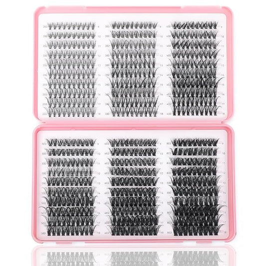 Lash Clusters Kit, 560 Pcs Eyelashes Clusters Kit 9-18mm Individual Lash Extension Kit D Curl Fluffy Wispy False Eyelashes (20D+30D+40D+50D+60D+80D, Lash Clusters)