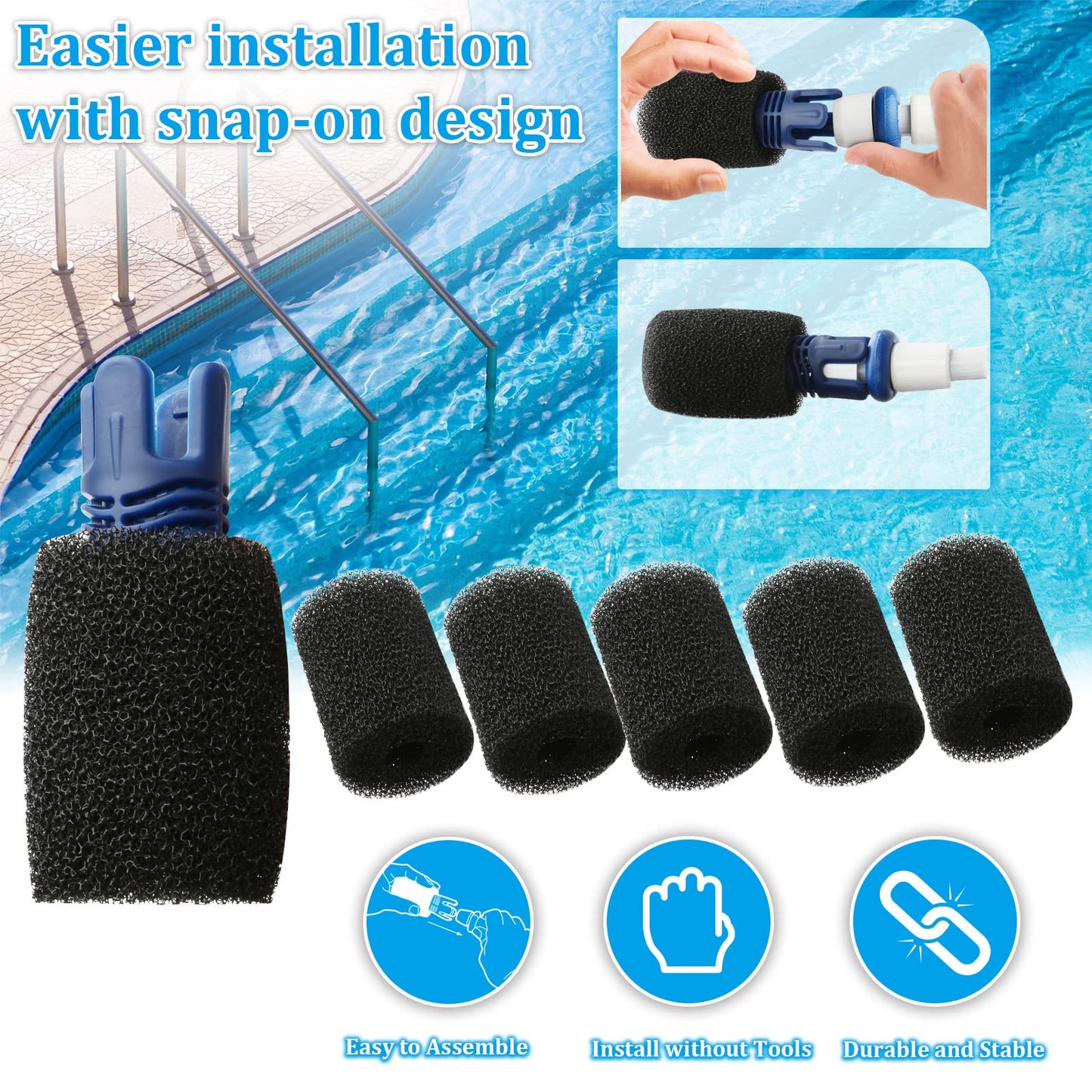 TOMLEND Tail Sweep Pro with Scrubber, Tail Sweep Pro TSP10S Replacement for Polaris 280, 380, 360, 3900 Sport, 180, 1 Tail Sweep Pro with 6 Foam Scrubber for Polaris Pool Cleaner Parts