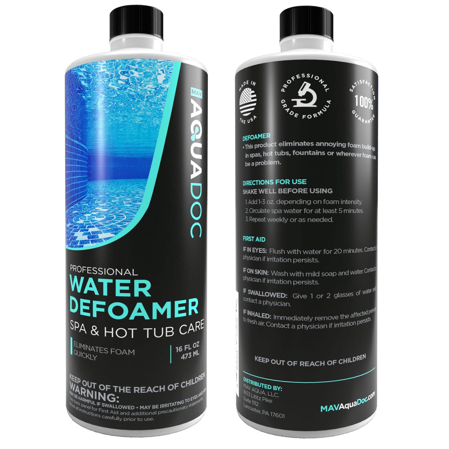 Hot Tub Defoamer - Spa Defoamer for Hot Tub Owners 16oz, Spa Anti Foam to Keep Foam Down, HotTub Chemicals Made in The USA - AquaDoc