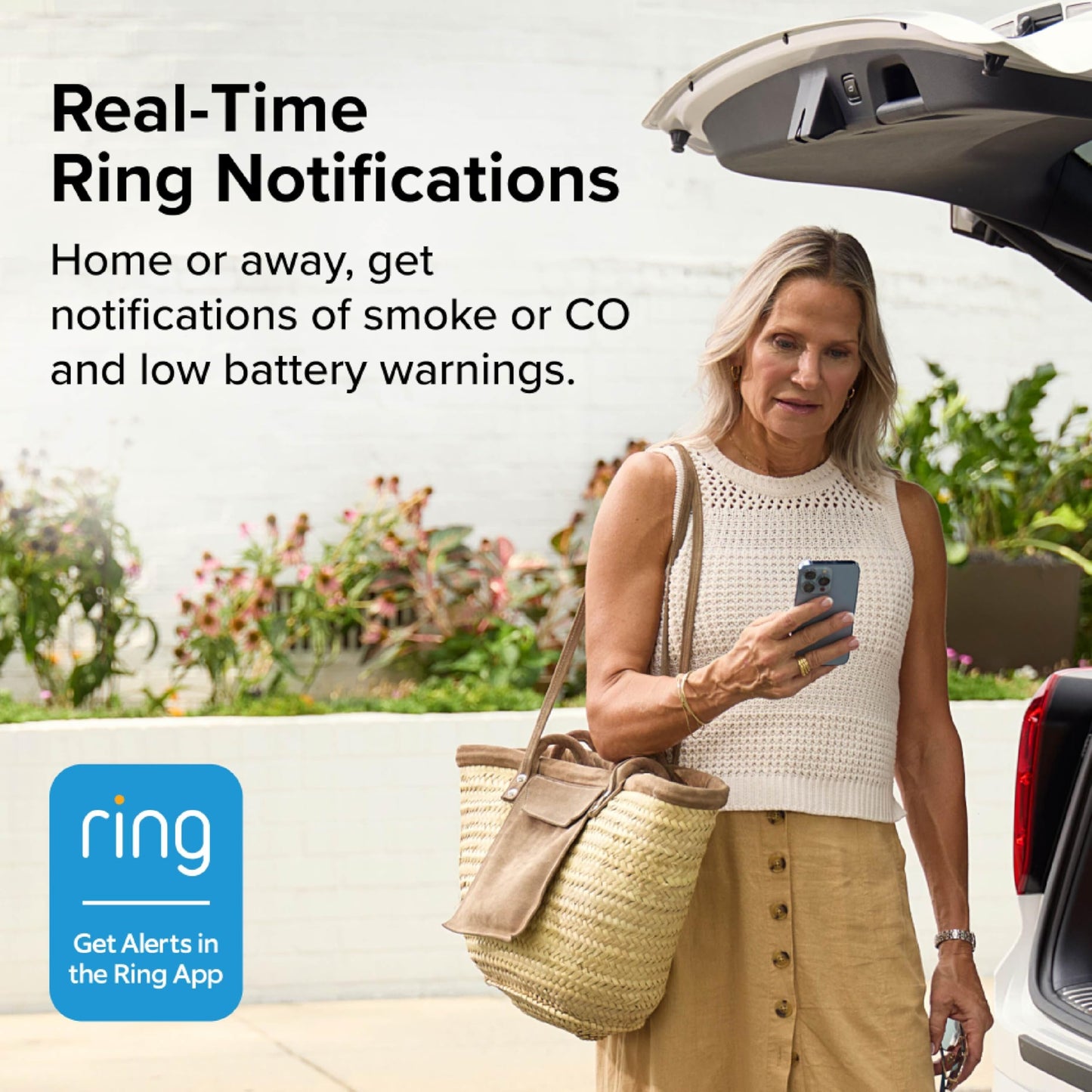 Kidde Smart Smoke and Carbon Monoxide Detector, Ring App Enabled for Real-Time Notifications, Hardwired Alarm, AA Backup Battery