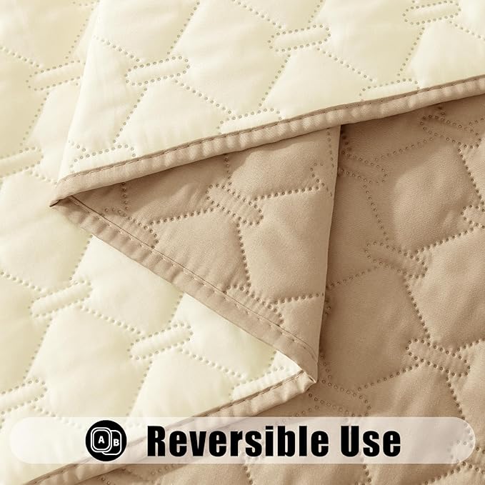 Smiry Waterproof Dog Bed Cover Blanket, Soft Reversible Pet Blanket, Washable Leakproof Cats Dogs Couch Cover for Sofa, Couch, Furniture (82x82 Inch, Camel/Beige)