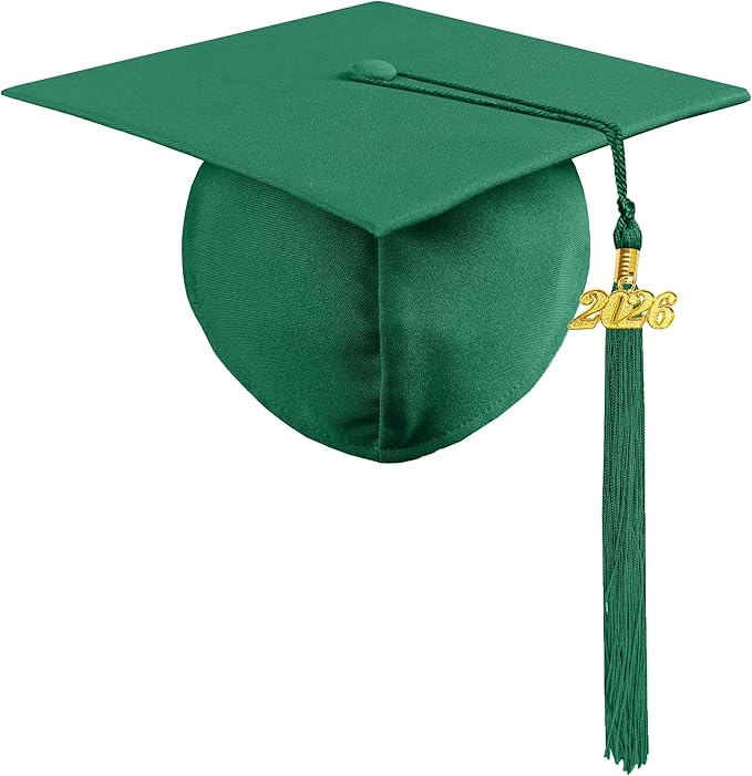 Graduation Cap with 2026 Tassel Year Charm Black Graduation Cap for High School & Bachelor