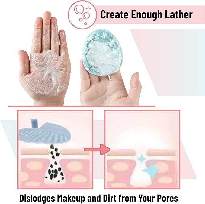 Slick- Silicone Facial Cleansing Brush, 4 Pack, Silicone Face Scrubber Exfoliator, Face Exfoliator Scrubber, Facial Scrubber for Face Cleanser Brush, Exfoliating Face Scrubber, Face Brush