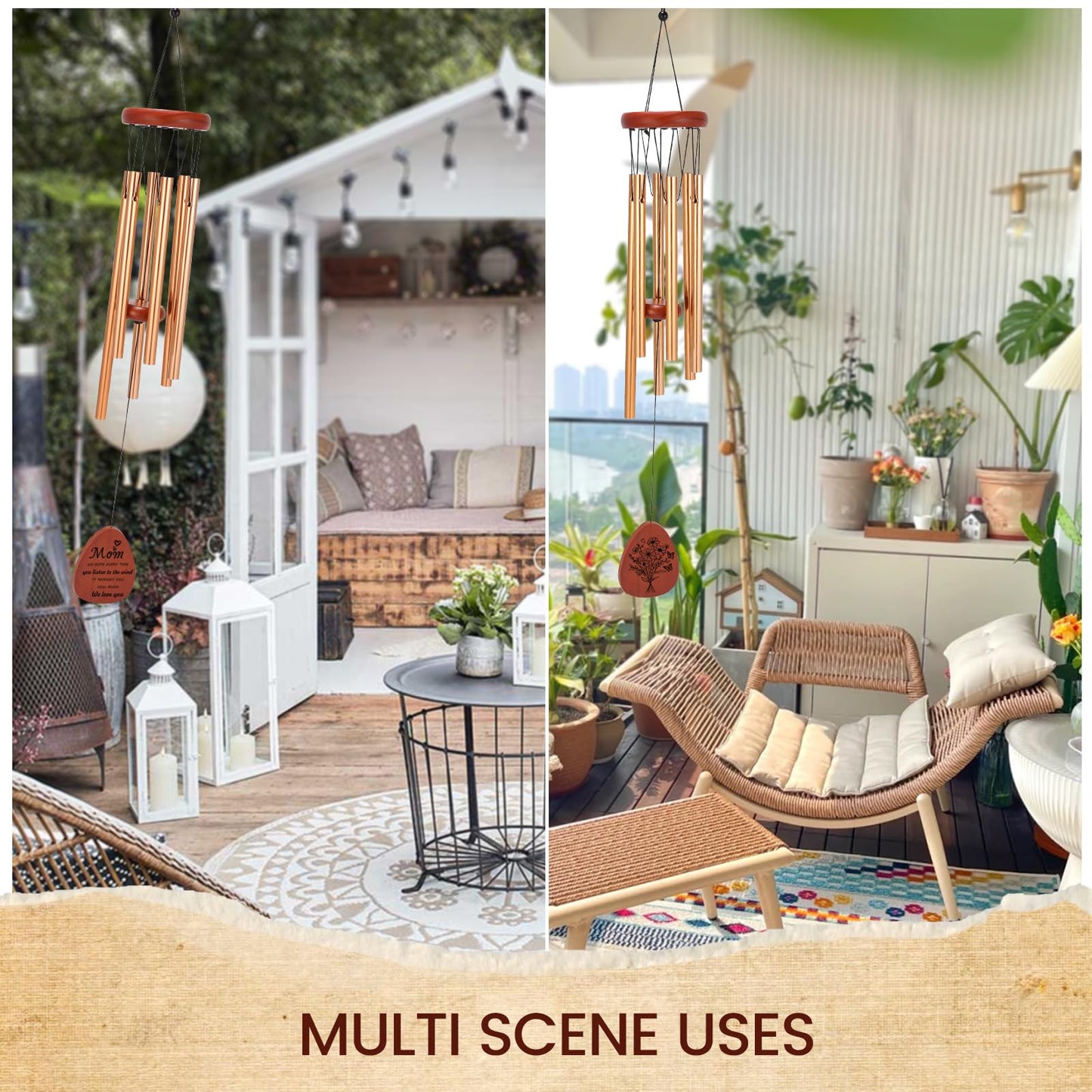 Moms Wind Chimes – Windchimes for Home & Garden, Mother's Day Birthday Gift from Daughter & Son, Valentines Day Gift Ideas for Mom