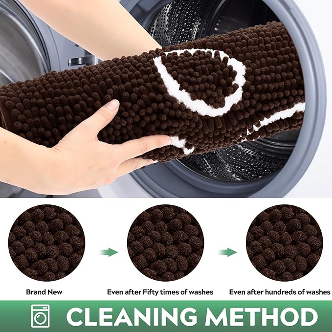 Dog Door Mat for Muddy Paws, Pet Rug Chenille Absorbent Outdoor Doormat 36"x 24", Non Slip Heavy Indoor Doormat Soft Front Inside Doormats for Entryway, Mud Paws, Patio,Dog Paw Brown