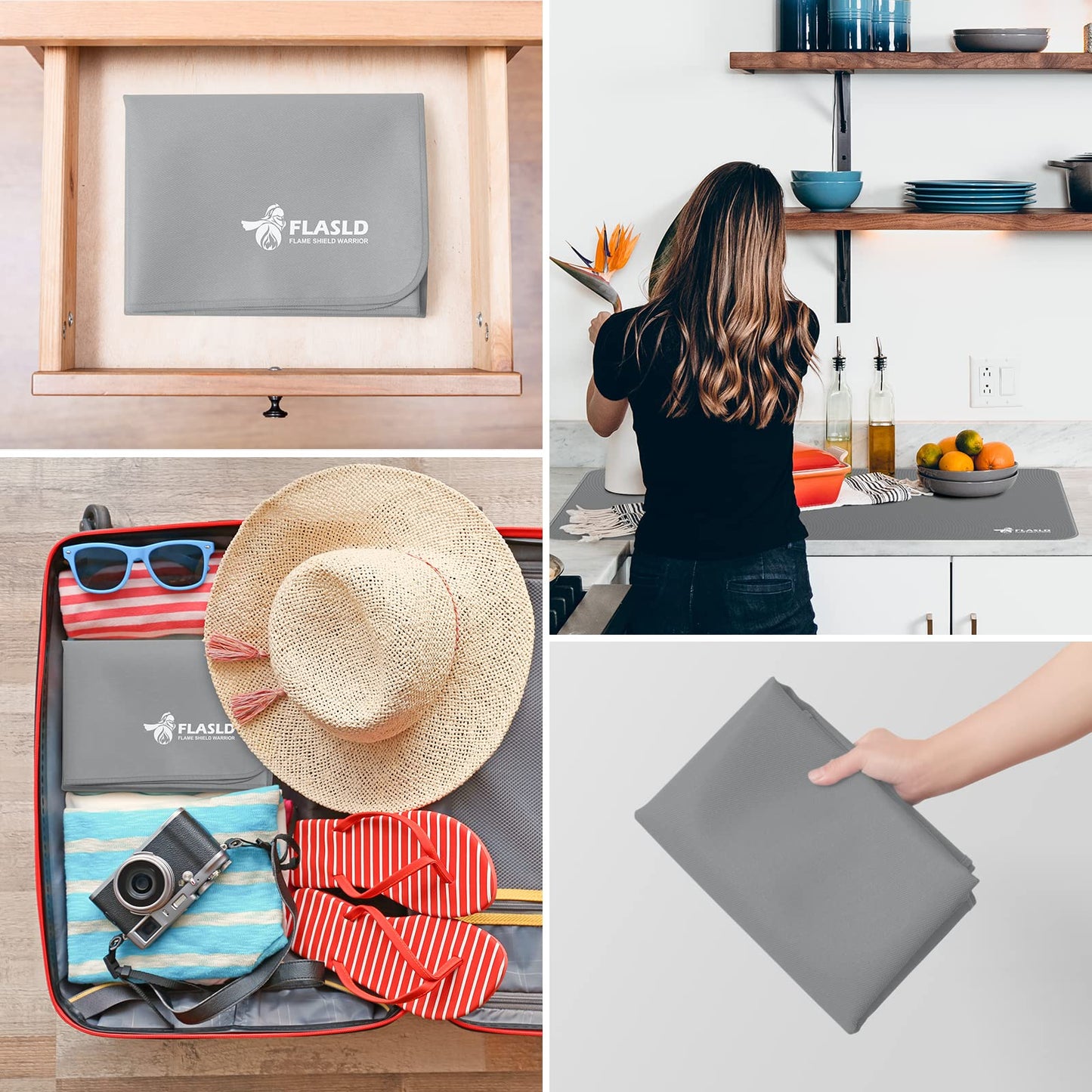 FLASLD Stove Top Covers, Heat Resistant Glass Stove Top Mat, Ceramic Glass Cooktop Protector Expands Usable Space, Reusable and Easy to Clean, Gray-20×24 inch