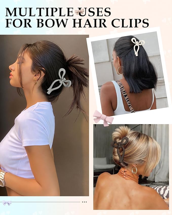 4 PCS Bow Hair Clips for Women Bow Claw Clip 5" Extra Large Hair Claw Clips for Thick and Long Hair Cute Bows Big Clip