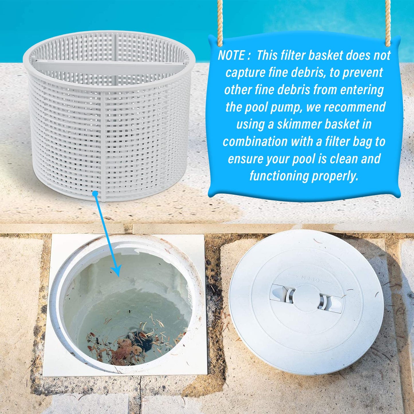 ChangTa Pool Skimmer Basket Replacement, for Hayward SPX1082CA & Aladdin B-152 Skimmer Models SP1082 SP1083 SP1084 1085 1086 SP1075 1075T 1076 1077 Skimmers Basket