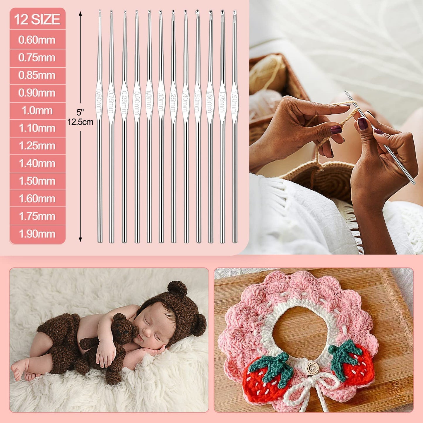 Aeelike Crochet Kit for Beginners Adults, Crochet Kits Include Yarn, 59pcs Crochet Starter Kit for Beginners,Ergonomic Crochet Hooks 2.0-6.0 mm, Lace Steel Needles 0.6-1.9 mm