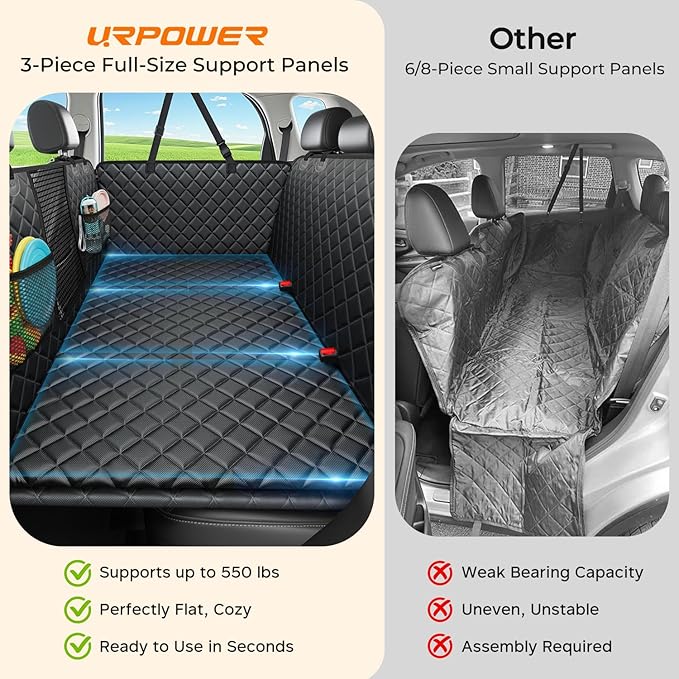 URPOWER XL Dog Back Seat Extender for Crew Cab Truck, Hard Bottom Dog Car Seat Cover Holds 550lbs Waterproof Dogs Car Hammock Pet Backseat, Pet Truck Accessories for F150 / RAM 1500/ Tundra Crew Cab