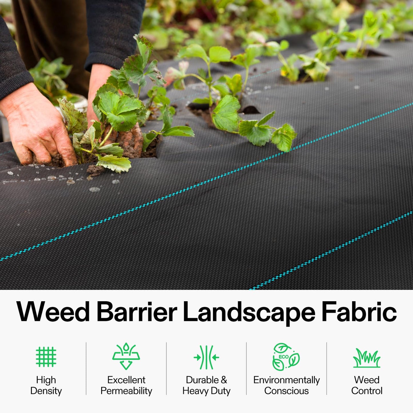 VIVOSUN Premium Weed Barrier Landscape Fabric Heavy Duty, 3ftx100ft 5oz Double-Layered Weed Control Mat with High Permeability, Commercial Ground Cover, Easy Set up & Superior Weed Control