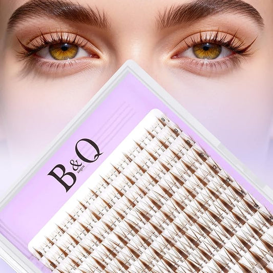 B&Q Brown Lash Clusters Blonde Brown Eyelash Cluster for Light Hair, MochaLash Cluster Eyelash Extensions Soft Browns False Eyelashes Comfortable Eyelash Clusters Perfect for Occasions（MochaLash 04）