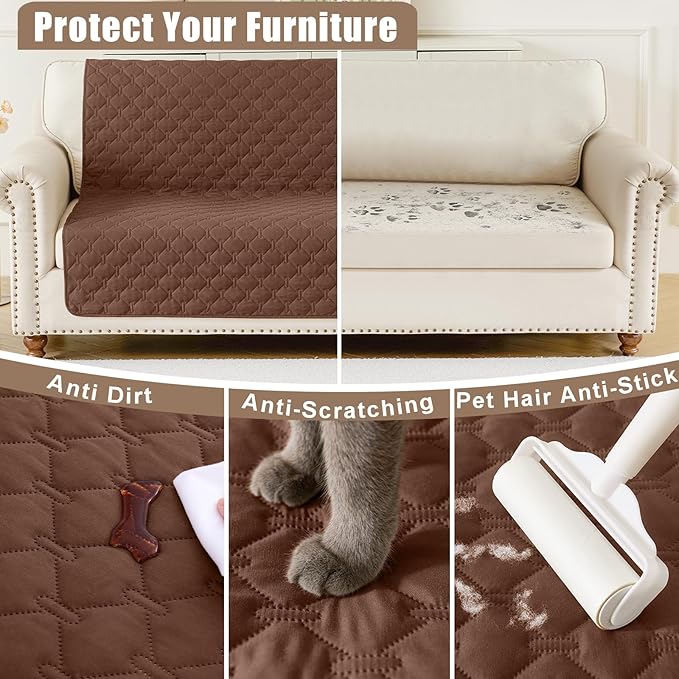 Smiry Waterproof Dog Bed Cover Blanket, Soft Reversible Pet Blanket, Washable Leakproof Cats Dogs Couch Cover for Sofa, Couch, Furniture (68x82 Inch, Brown/Chocolate)