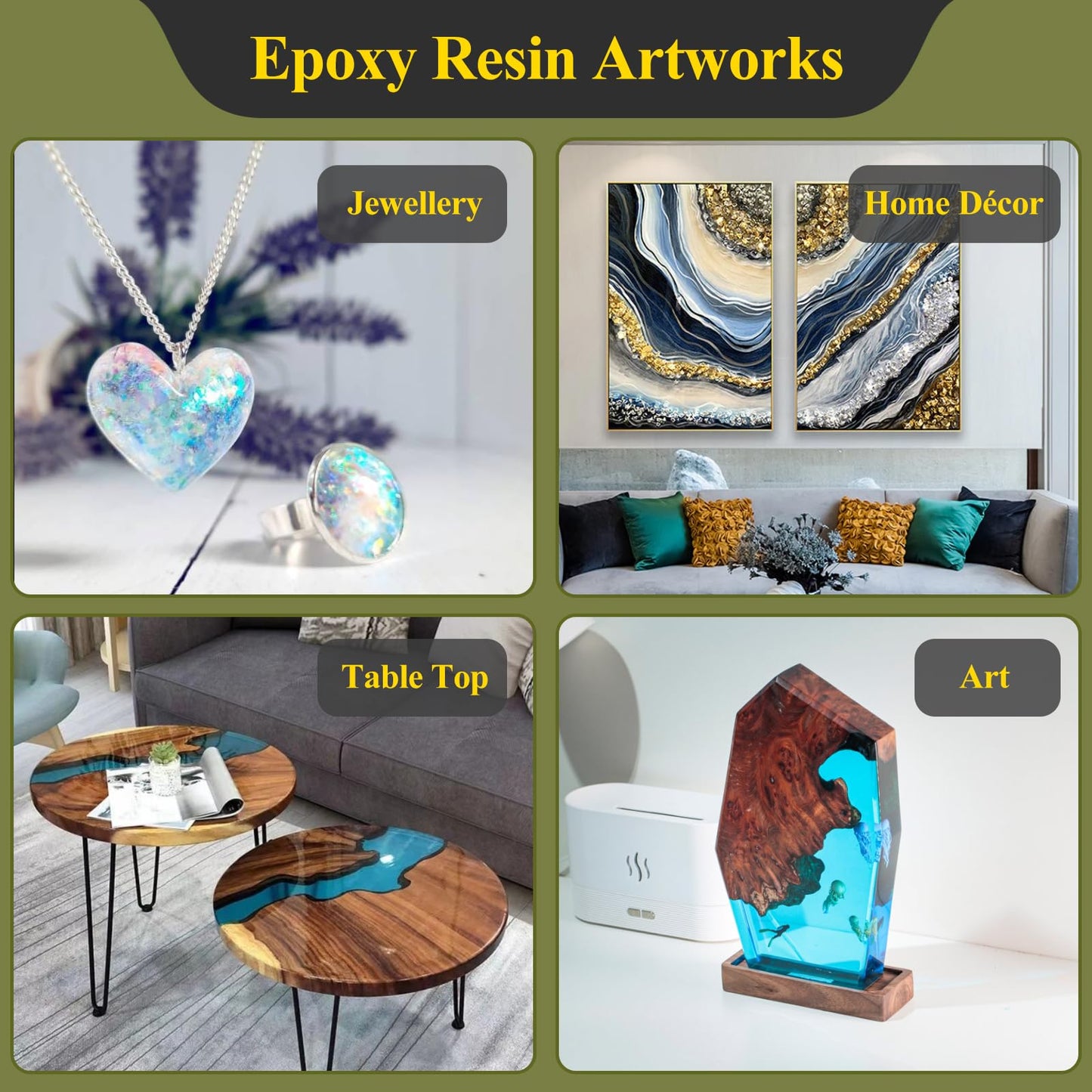 68OZ 3×UV Resistant Resin Kit,No Bubble & Crystal Clear Epoxy Resin for Coating, Casting, Table Top,DIY, Bar Top, River Tables, Resin Art, Wood with High Gloss Finish