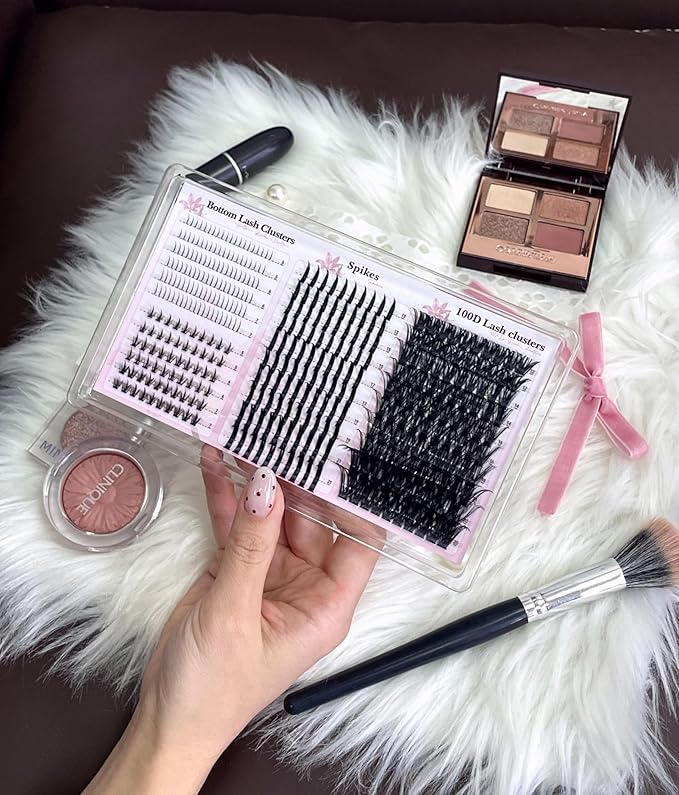 Wispy Lash Clusters with Spikes Volume Eyelash Clusters with 2 Styles Bottom Lashes 100D Mink Cluster Eyelash Extensions 380PCS Spiky Individual Lashes with Bottom Lash Clusters by Boahankuke