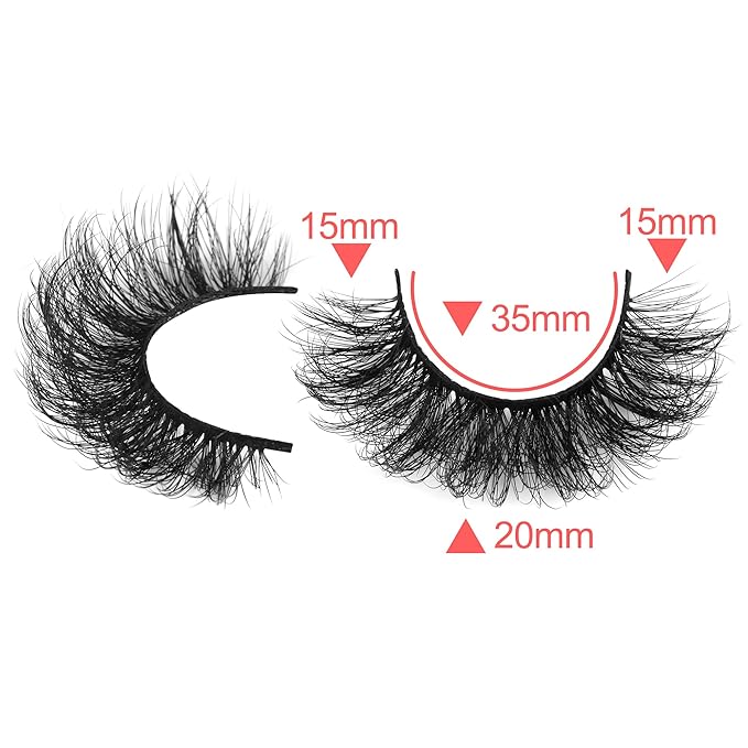 False Eyelashes Full Lashes Mink Wispy Thick Volume Eye Lashes Curly Strip Lashes Extensions Natural Dramatic 20MM Long 7 Pairs Fake Eyelashes Pack