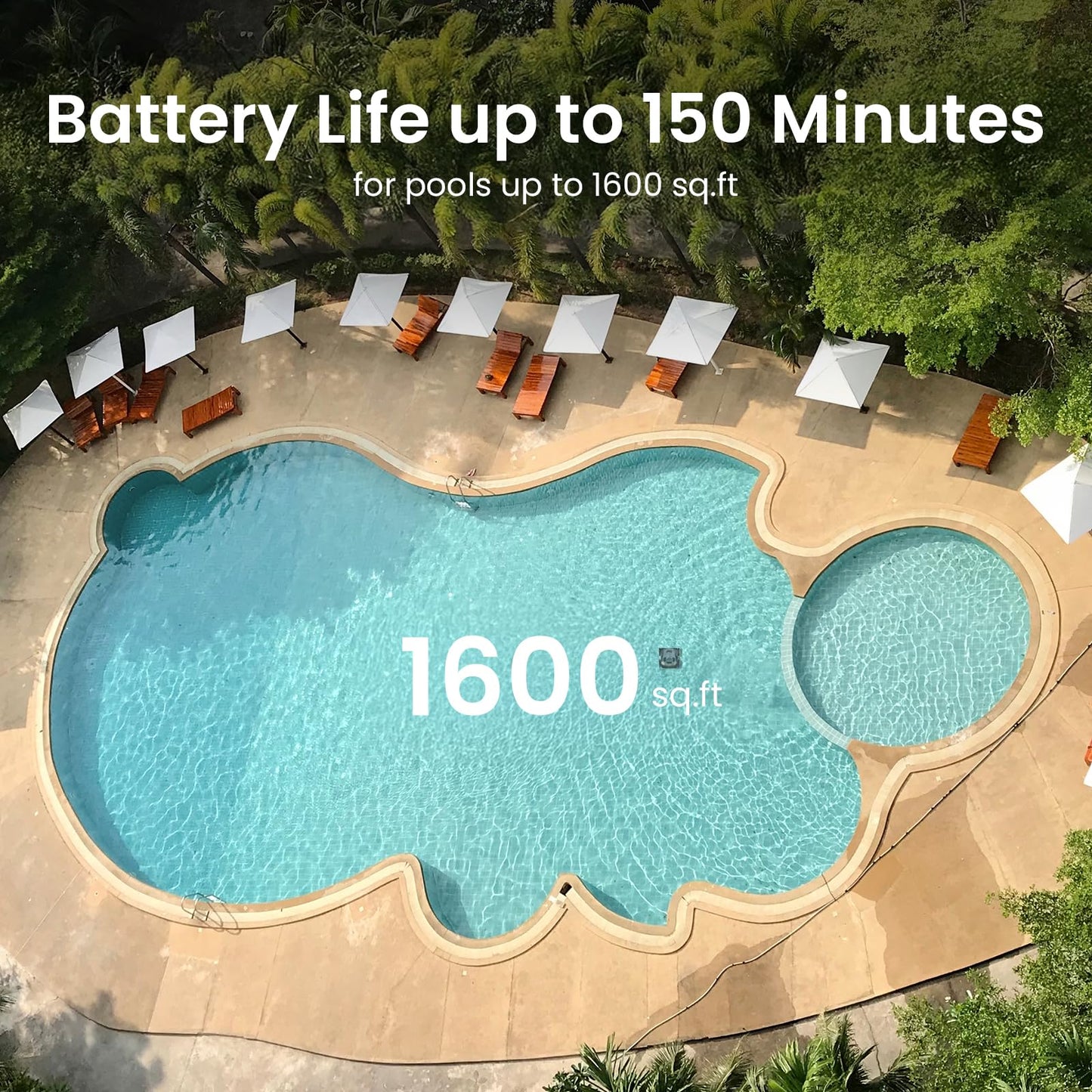 AIPER Cordless Robotic Pool Cleaner, WavePath Navigation, Wall-Climbing, Quad-Motor, 150 mins Runtime for Inground Pools up to 1,600 sq.ft, Seagull Pro ZT6002