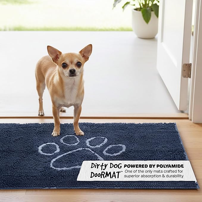 Dog Gone Smart Dirty Dog Doormat - Fast Drying Rug with Super Gripper Backing for Clean Floors - Super Absorbent and Machine Washable Mat for Muddy Paws - Mist Grey