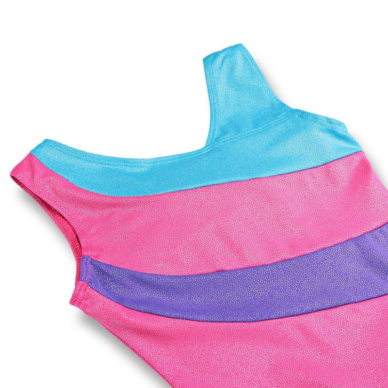 HOZIY Girls Gymnastics Leotards With Shorts Tumbling Outfits Size 8-9 Years Old Pink Sparkly Outfits
