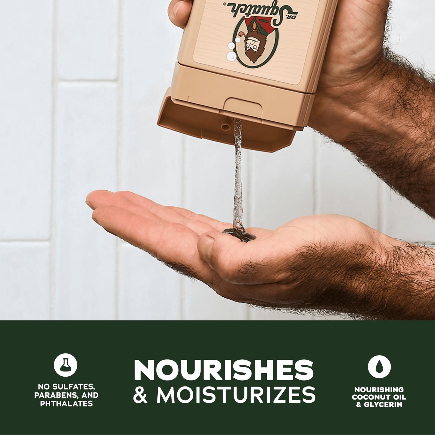Dr. Squatch Natural Men's Body Wash Shower Gel - Cleansing, Nourishing, Long Lasting Scent, Moisturizing Body Wash for Men - Fresh Falls + Coconut Castaway (14 oz, 2-Pack)