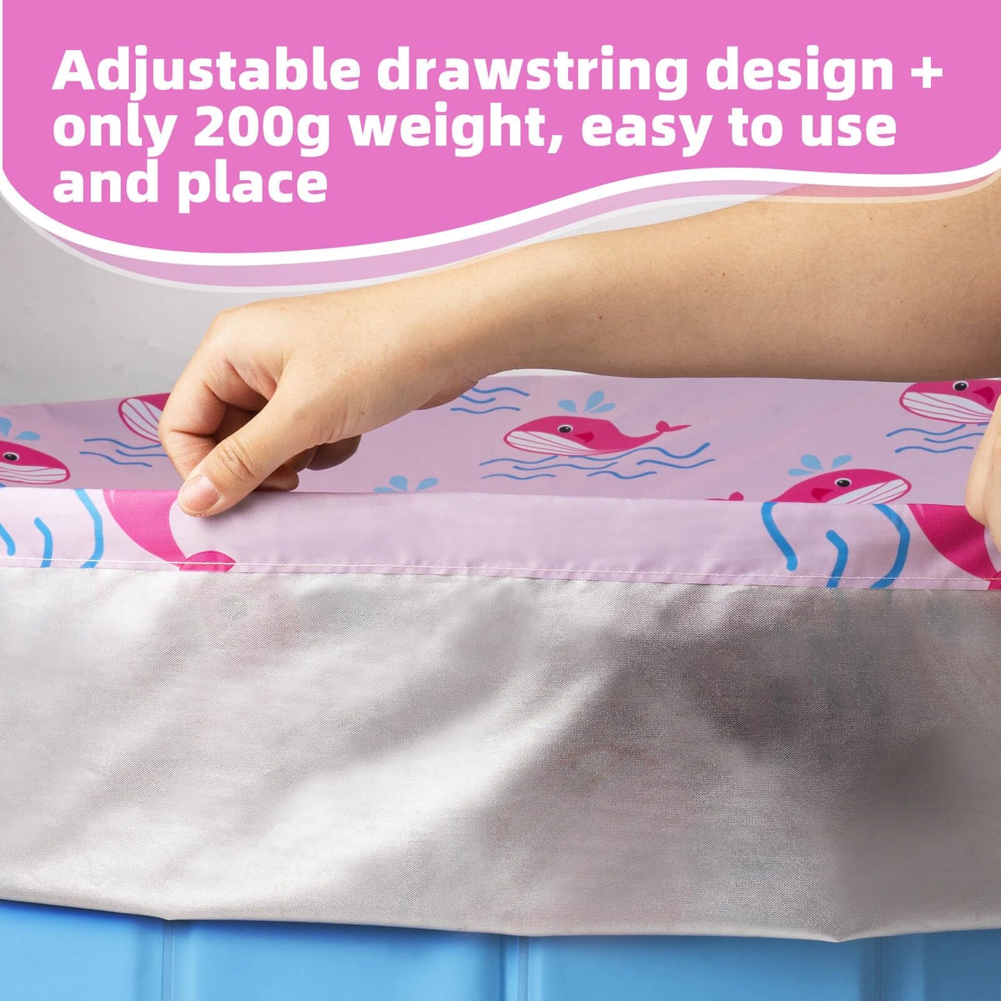 Ladadee Foldable Dog Pool Cover – Waterproof Round Pet Dog Kiddie Bath Tub Lid Cover, Fit for 32/48/63 Inch Pools, Outdoor Portable Puppy Pool Accessories with Drawstring