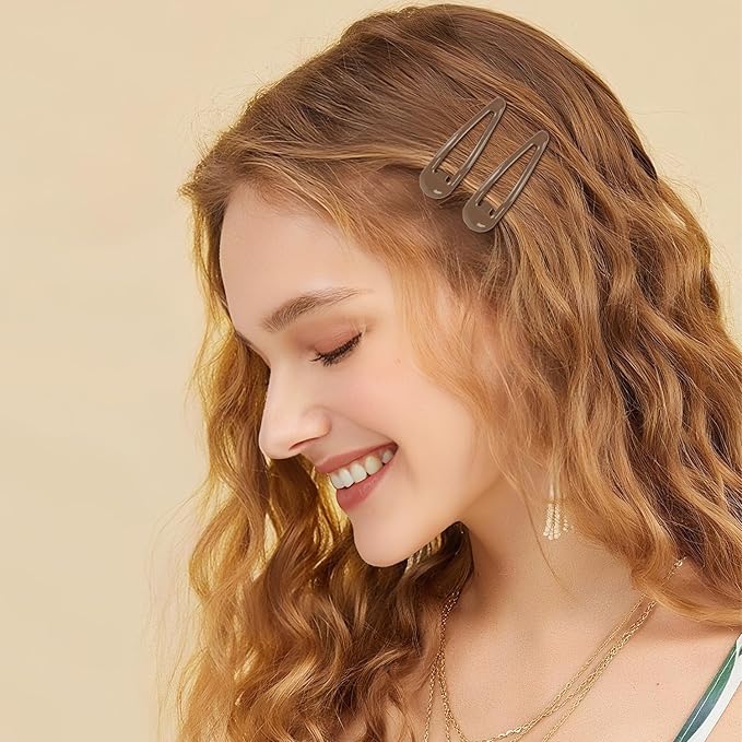 40pcs Snap Hair Clips, 2'' Hair Clip, Non-slip Brown Hairpin Accessories for Women Girls, Metal Barrettes for Styling, Brown